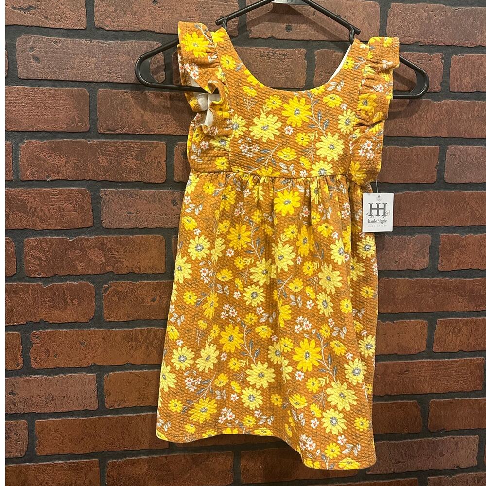 NWT Haute Hippie Kids Style Yellow Flower Floral Dress. Size 4T.